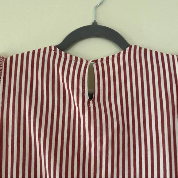 Roolee Striped Ruffled Midi Dress Size 13-14 Girls Tall Pockets Red White - Picture 7 of 9